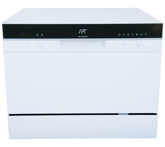 SPT Countertop Dishwasher with Delay Start in White