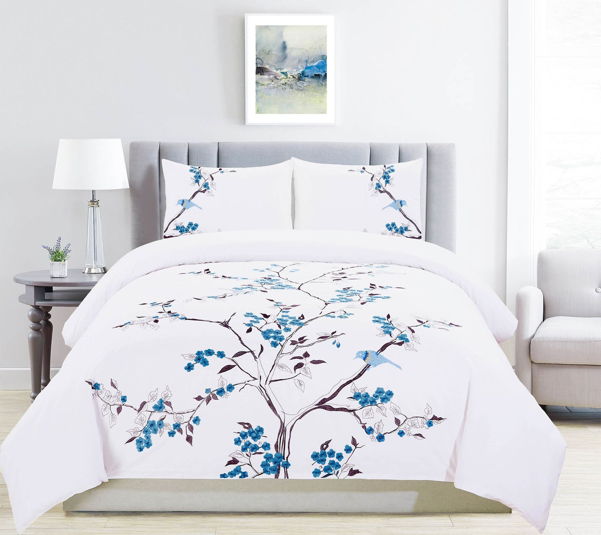 Superior Cherry Garden Cotton Duvet Cover Set, Full/Queen
