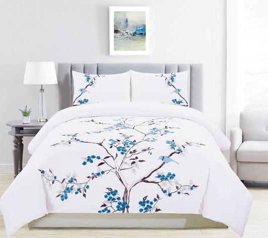 Superior Cherry Garden Cotton Duvet Cover Set, Full/Queen