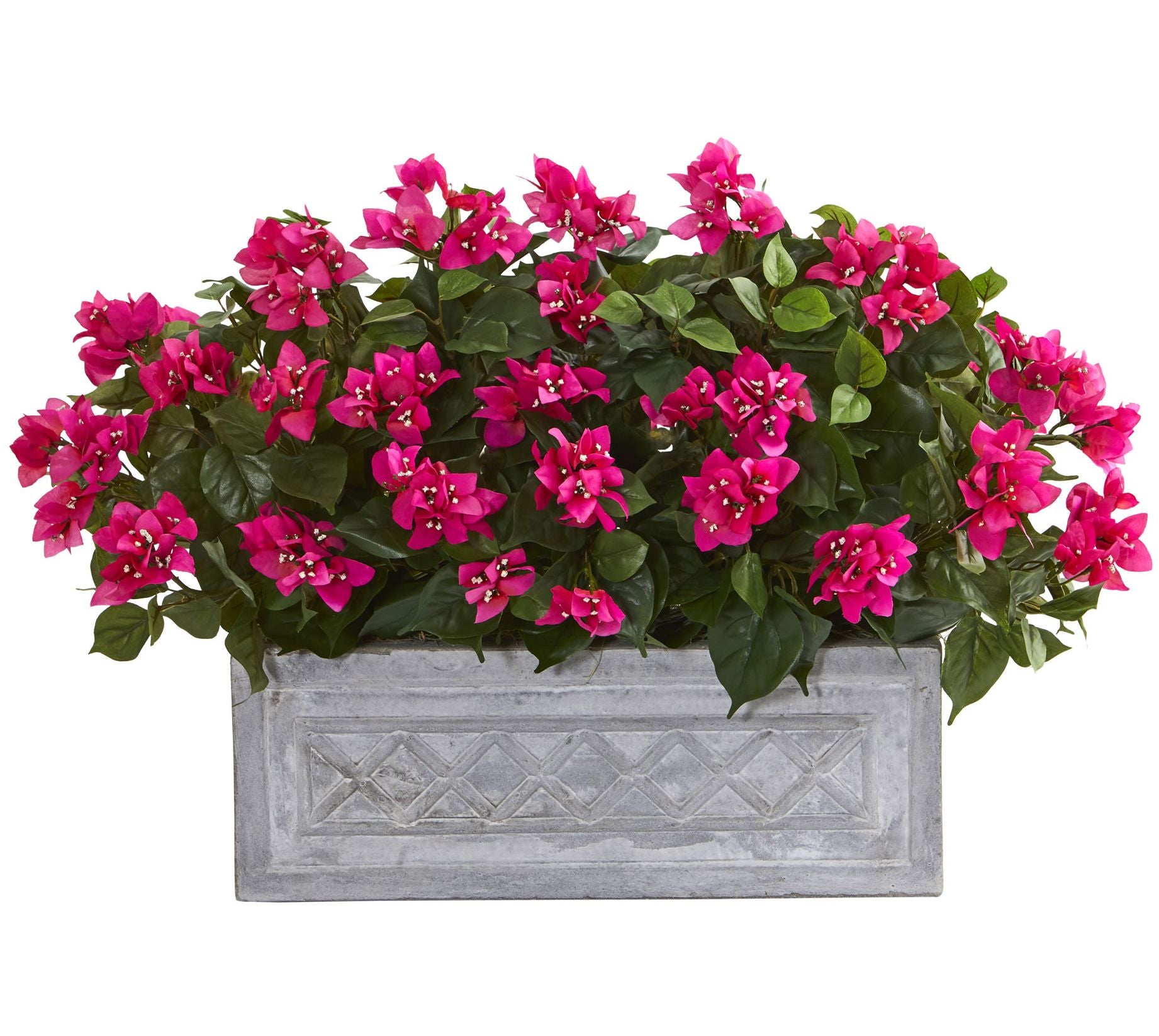 30" Bougainvillea Plant in Stone Planter by Nearly Natural