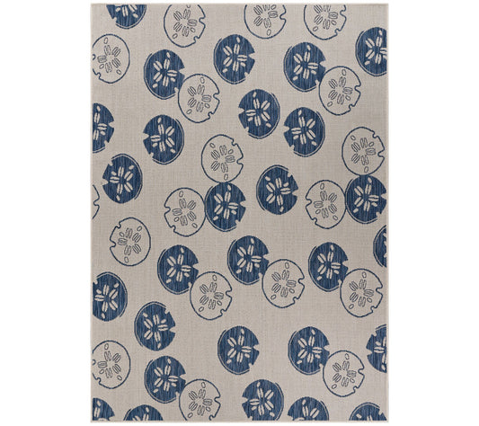 Ox Bay Navy Sand Dollars Indoor/Outdoor Rug 7'10" x 9'10"