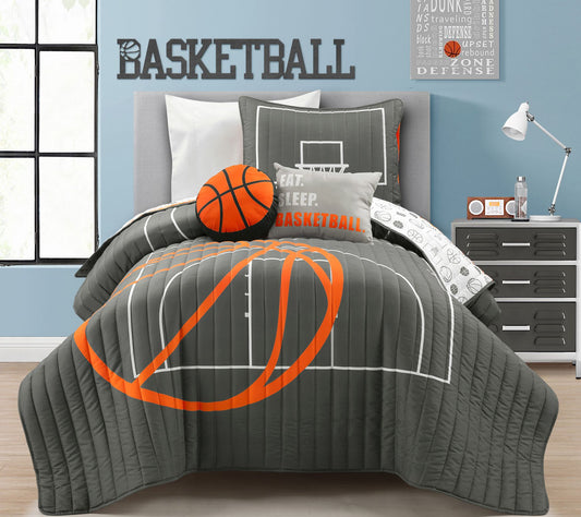 Basketball Game Oversized Quilt 4-Pc Set Twin by Lush Decor