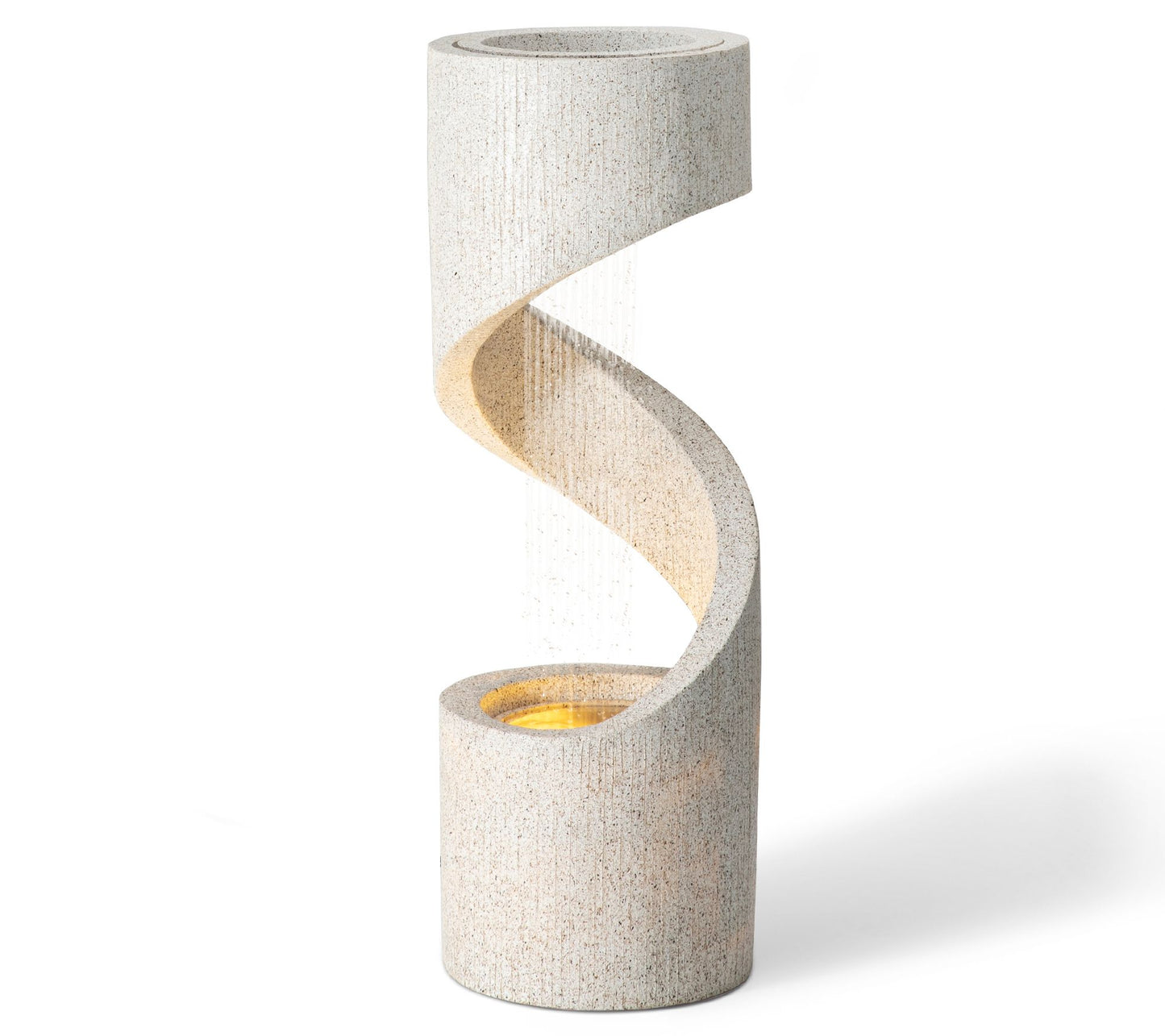 Glitzhome 40" Faux Terrazzo Spiral Shaped Polyrsin Fountain