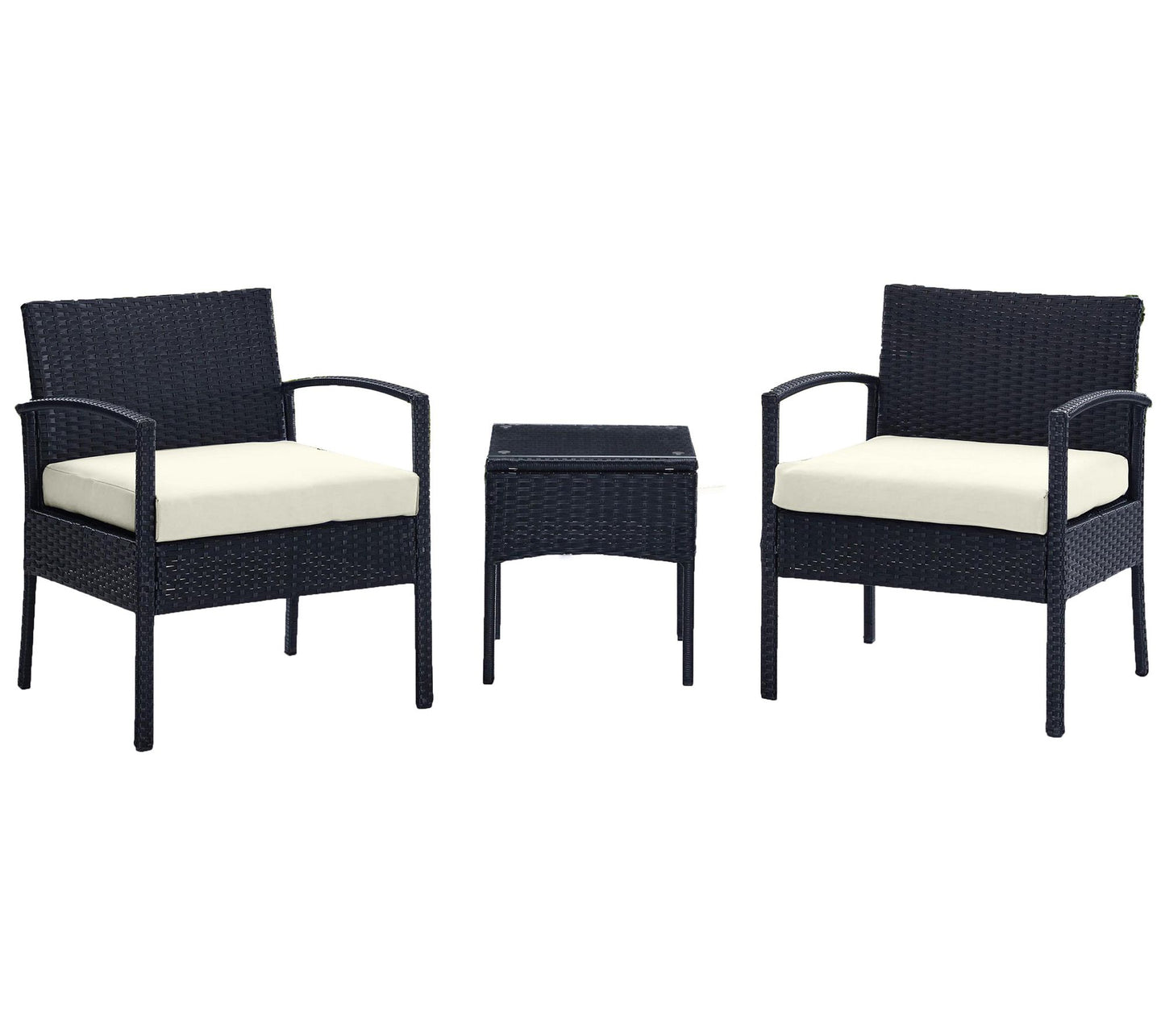 Noli Steel Rattan 3-Piece Patio Conversation Set with Cushions