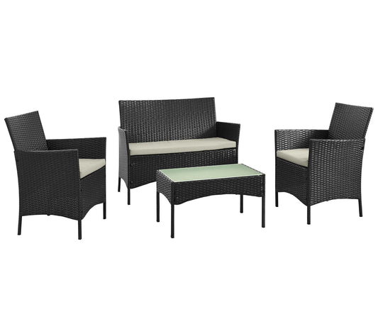 Imperia Steel Rattan 4-Piece Patio Conversation Set