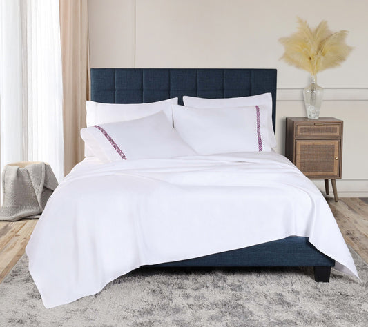Superior Egyptian Cotton Embroidered Bed Sheetet- Cal King