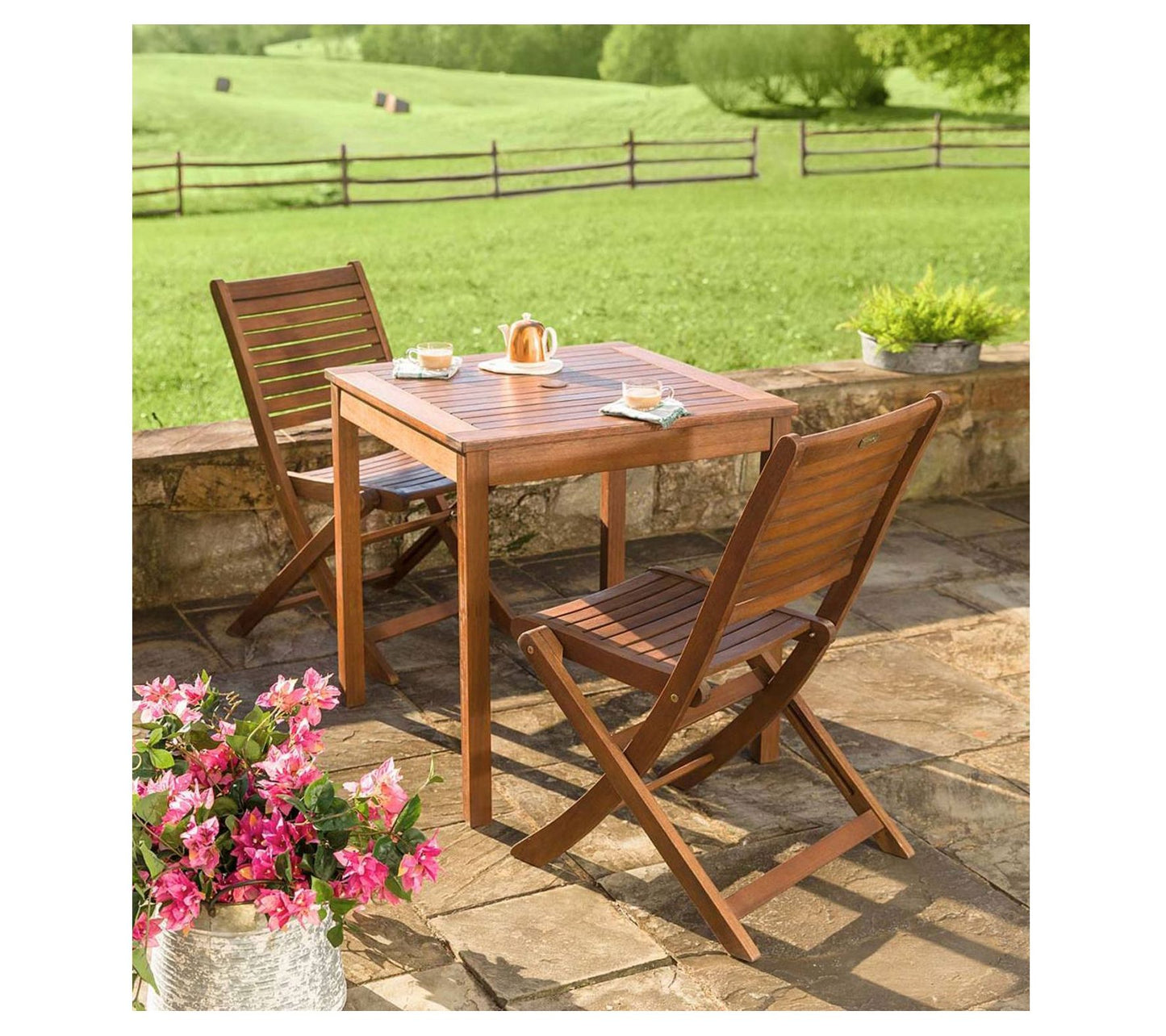 Evergreen Eucalyptus Wood Outdoor Square BistroTable
