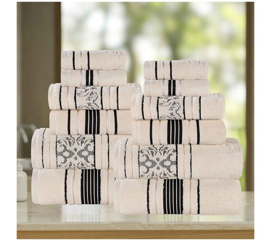 Superior 12pc Sadie Zero Twist Cotton AbsorbentTowel Set