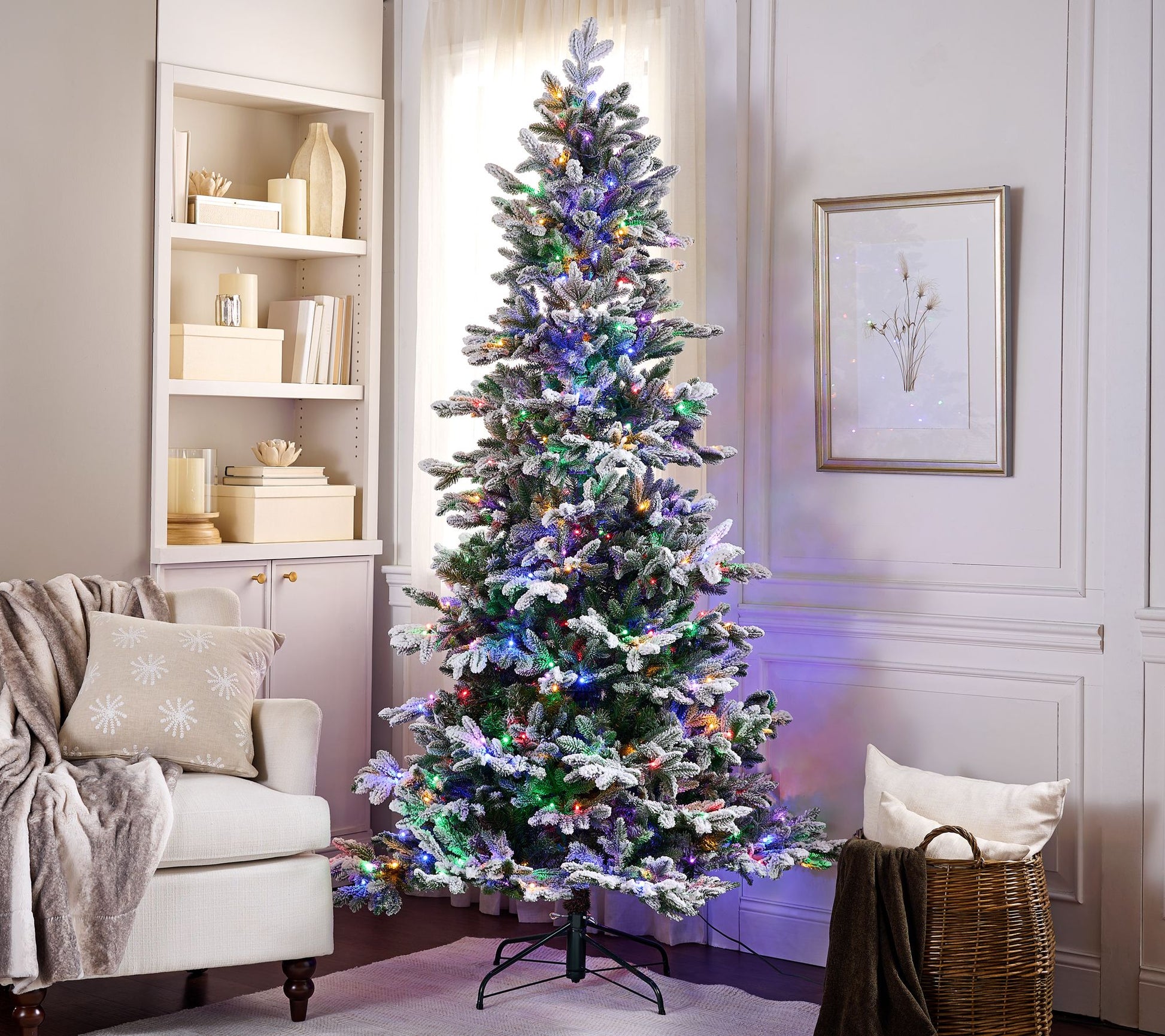 7' Twinkling Snow Kissed Spruce Tree by Valerie by Valerie