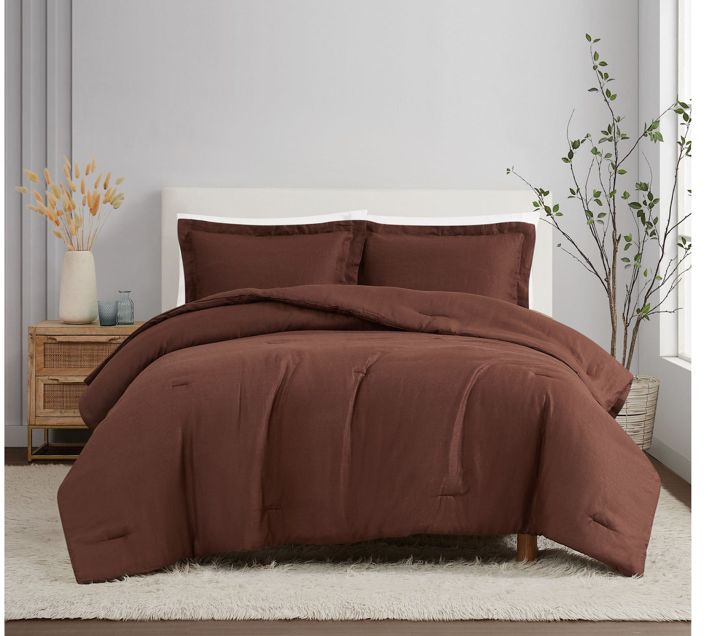 Brooklyn Loom Flax Linen Full/Queen 3 Piece Com forter Set