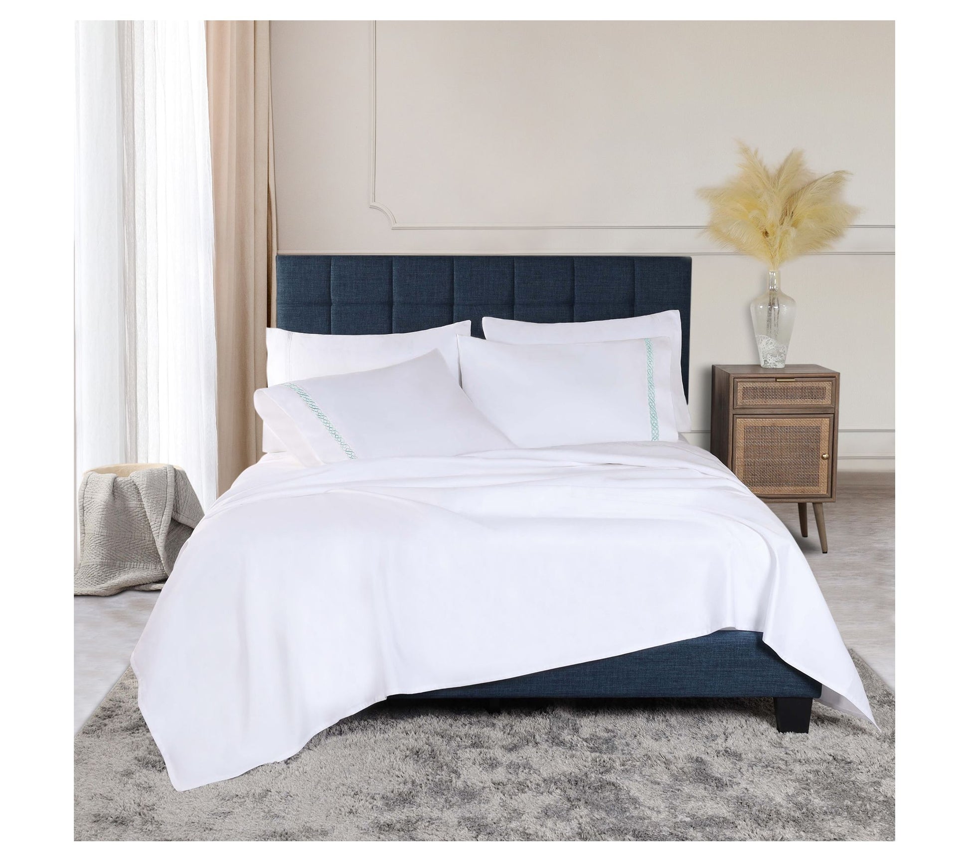 Superior Egyptian Cotton Embroidered Sheet Set,Full