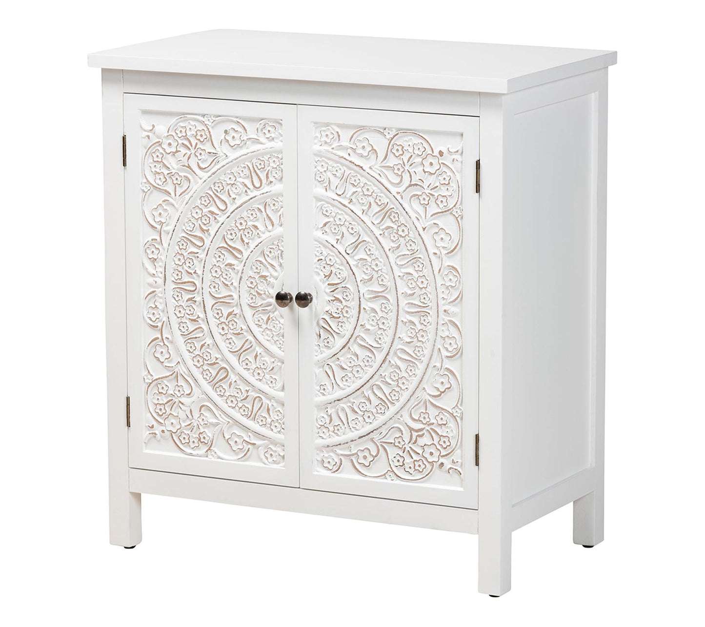 Baxton Studio Yelena White Wood 2-Door StorageCabinet