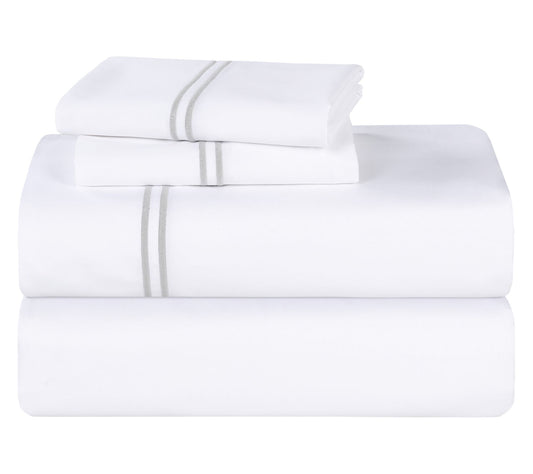 Superior Fieldstone Cotton Embroidered Bed Sheet Set-Cal/King
