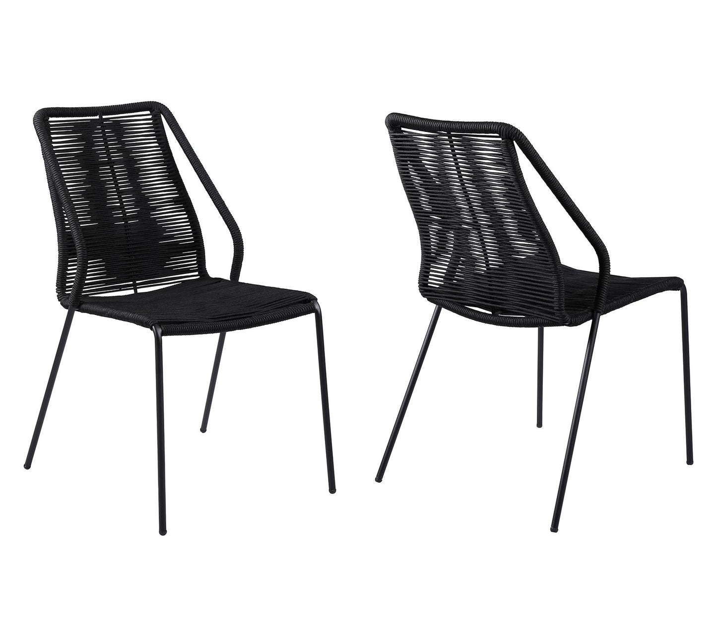 Armen Living Clip Outdoor Dining Chair with Rope - Set of 2