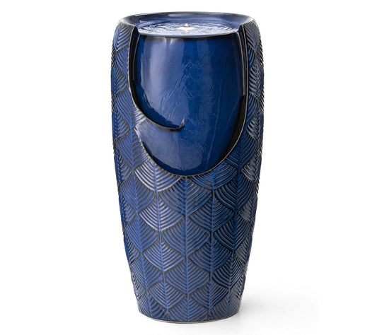 Glitzhome 29" LED Lighted Glazed Ceramic Outdoor Fountain