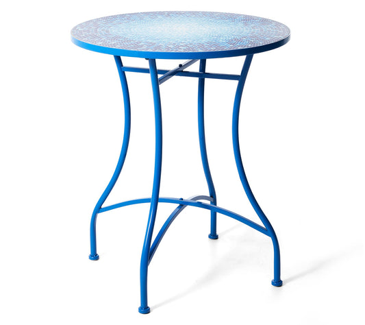 Glitzhome 28" Outdoor Folding Bistro Ceramic Tile Top Table