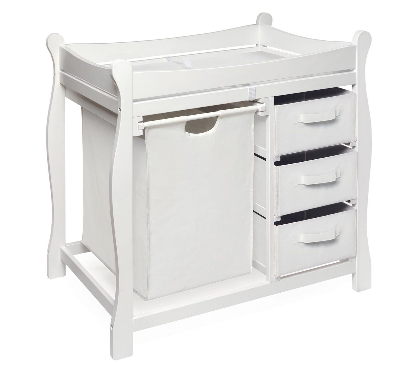 Badger Basket Sleigh Changing Table w/ Hamper and Storage