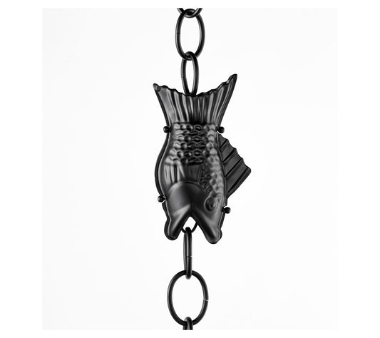 Modern Fish Black Aluminum 8.5ft Rainchain w/ Good Directions