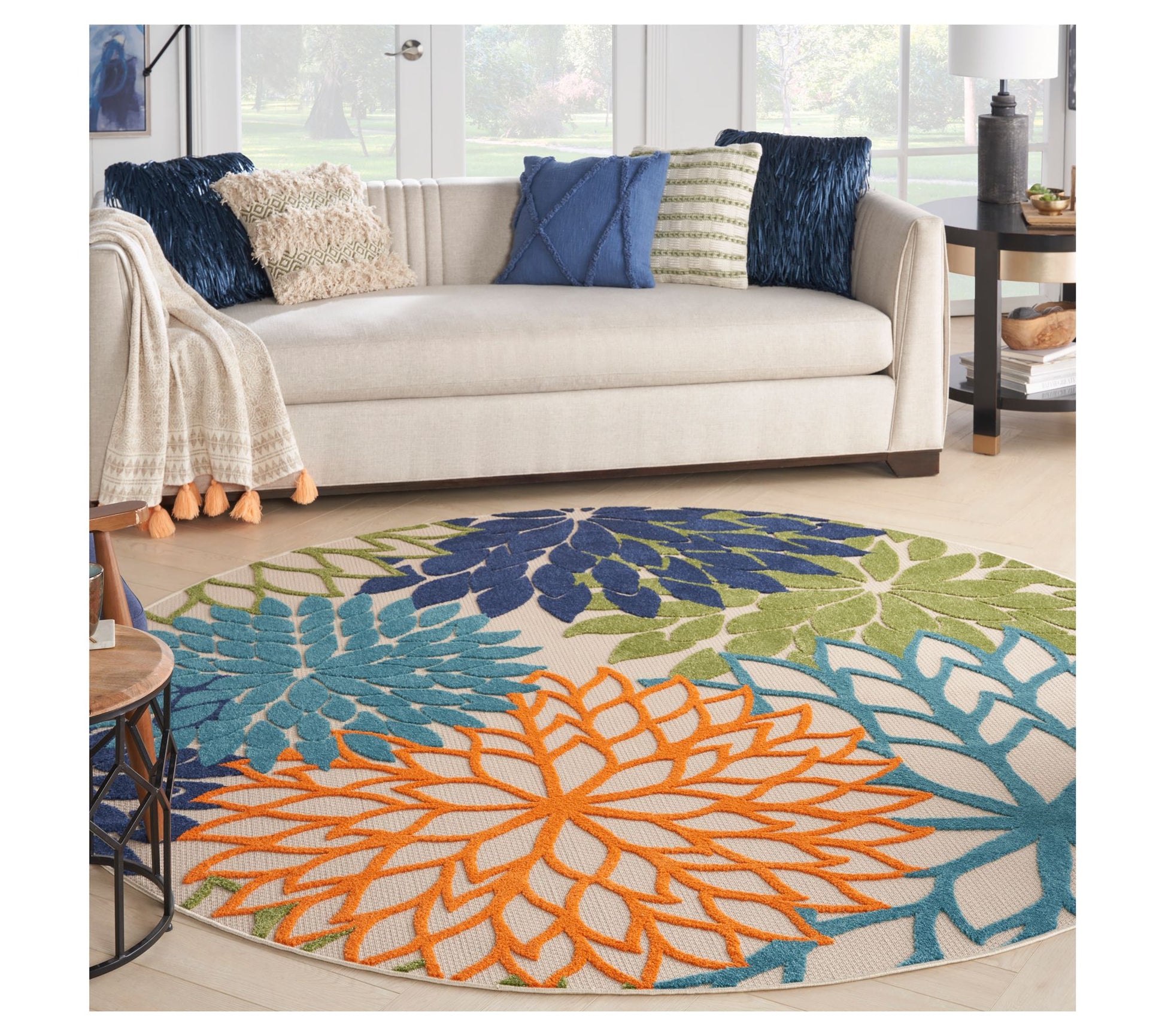 Nourison Aloha Tropical 7'10" x Round Rug