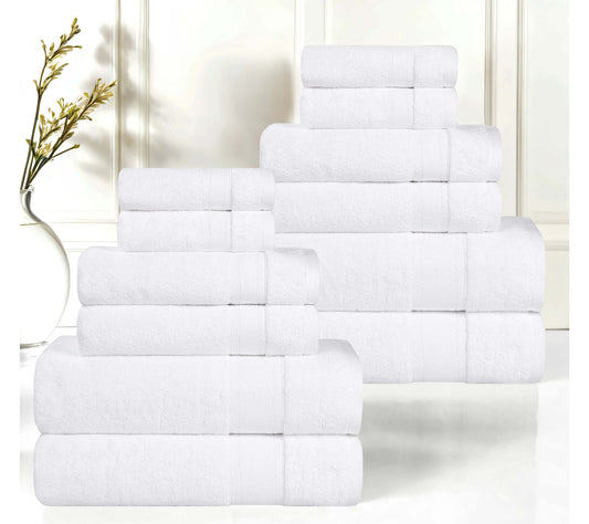 Superior 12 Piece Belmont Zero Twist Cotton Soft Towel Set