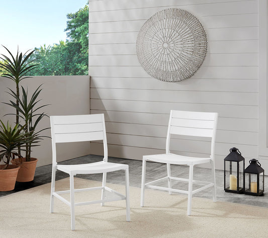 Linon Home Holland Aluminum Outdoor Dining Chairs White S/2