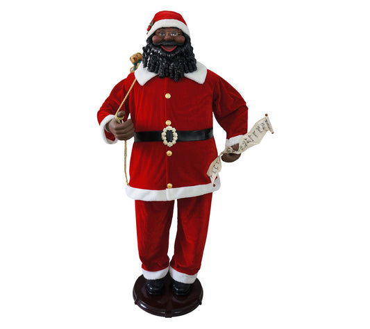 Christmas Time 58" Black Dancing Santa Claus with Toy Sack