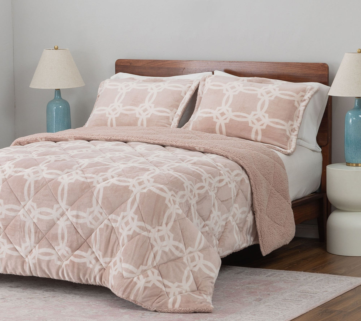 Berkshire Velvetsoft & Sherpa Comforter & Sham Set- King