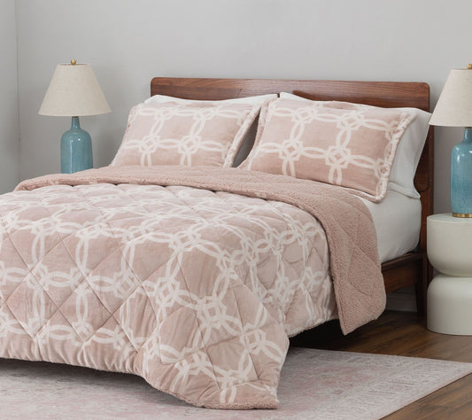 Berkshire Velvetsoft & Sherpa Comforter & Sham Set- King