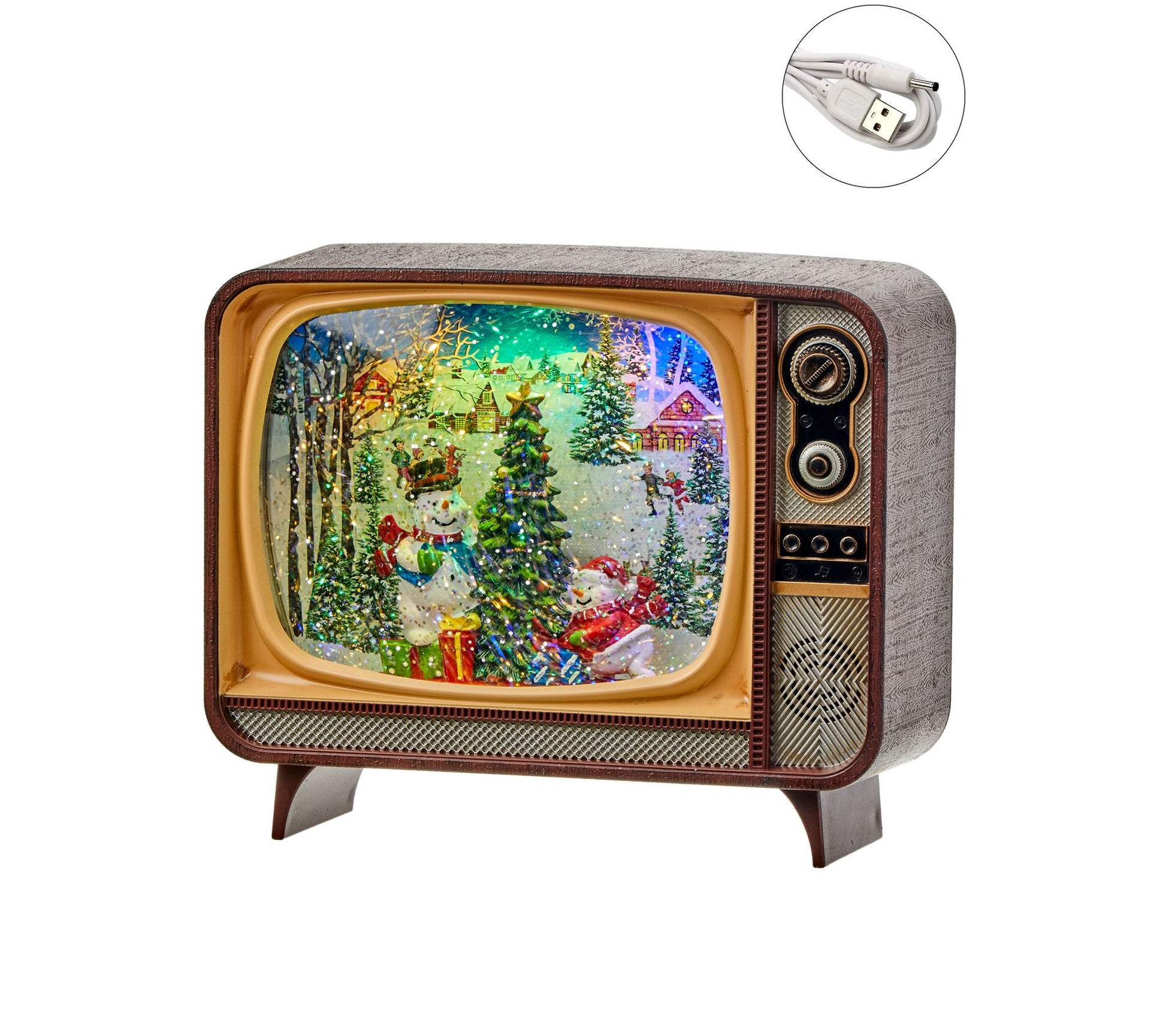 7" LED Snowman TV Water Globe USB by Valerie