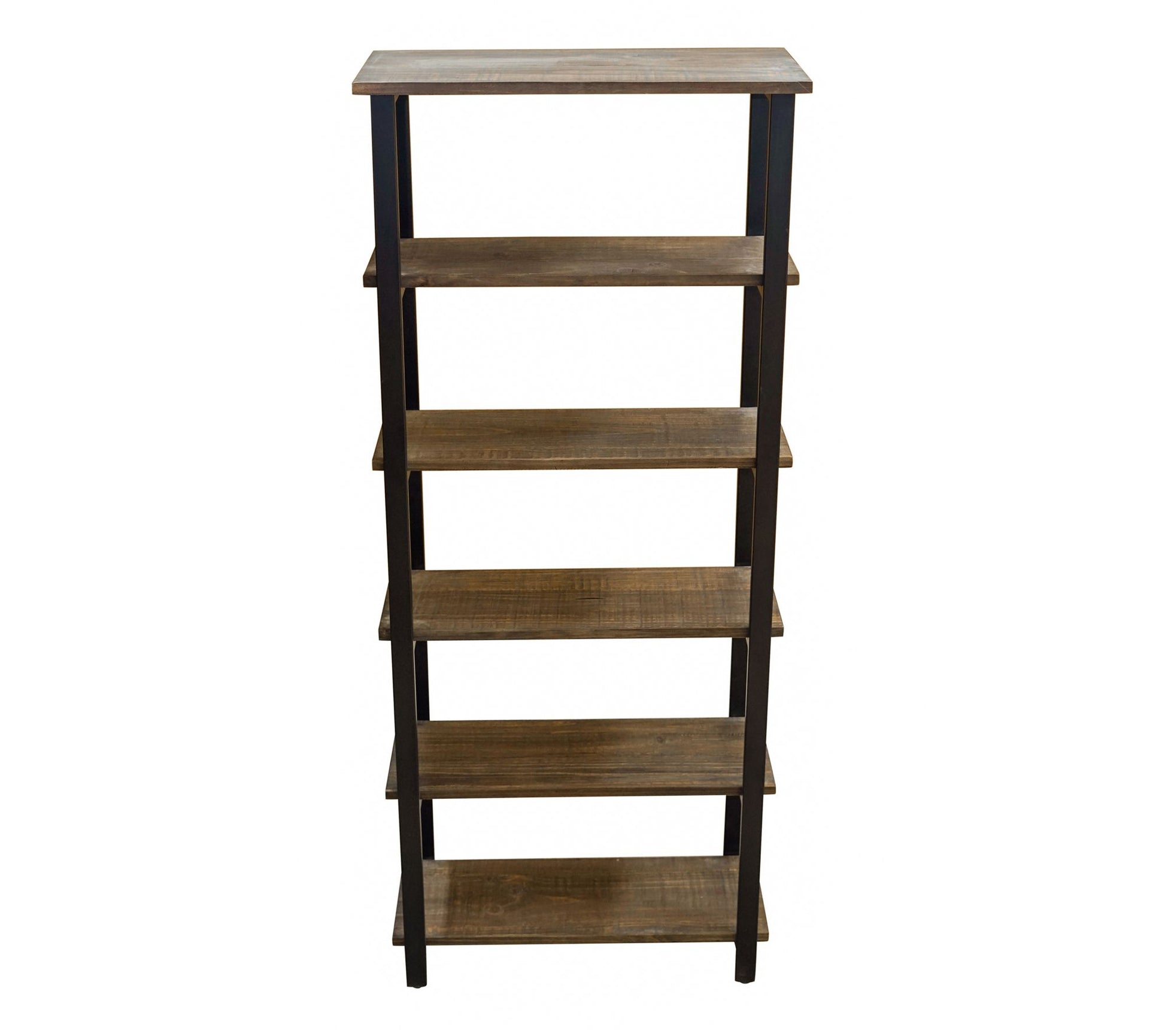 Alaterre Furniture Pomona 70"  Wood & Metal 5-Shelf Bookcase