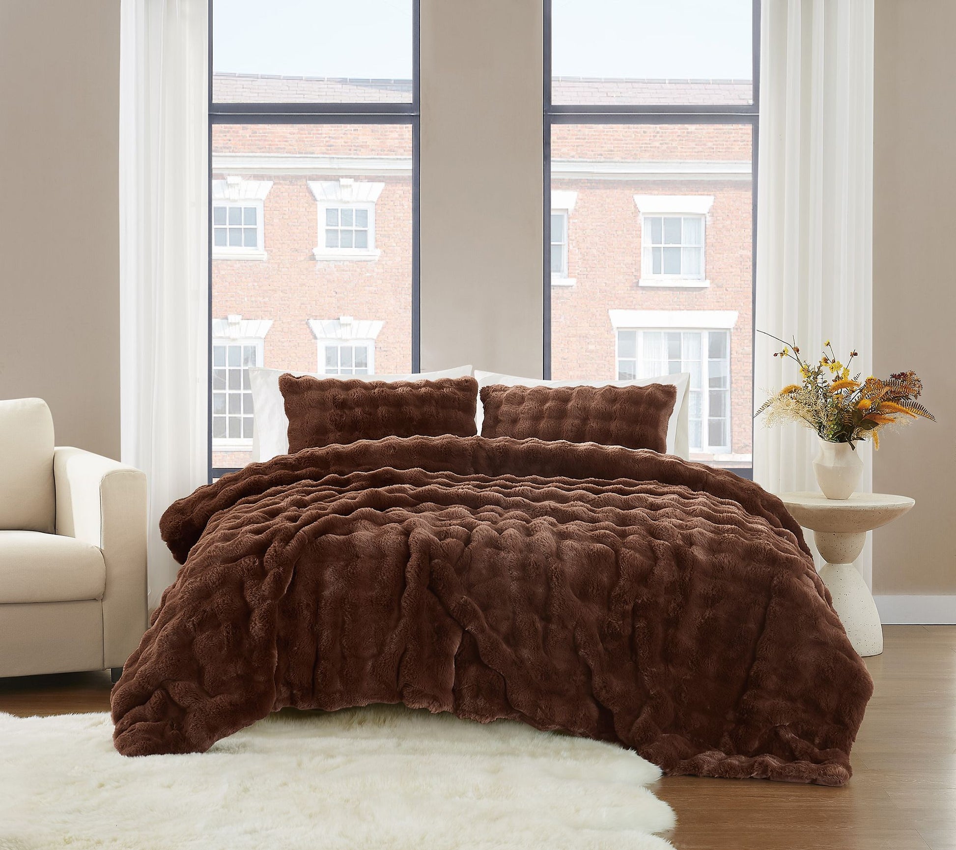 Brooklyn Loom Bubble Faux Fur Twin/TXL Comforter Set