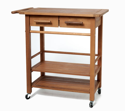 Compass Home Eucalyptus Wood Rolling Cart Wheels