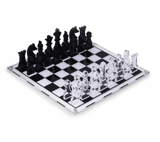 Acrylic 28 Piece Chess Set, King Measure 4",  Board 14" x 14"